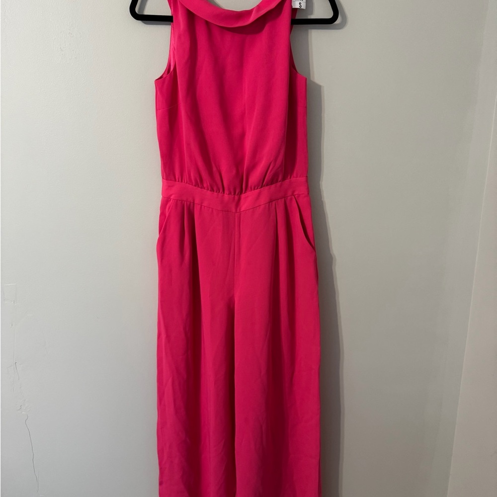 Boden Hot Pink Sleeveless Jumpsuit Collared Fit & Flare Pockets US 6R